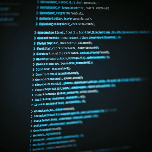 Source code on a screen with blue syntax highlighting